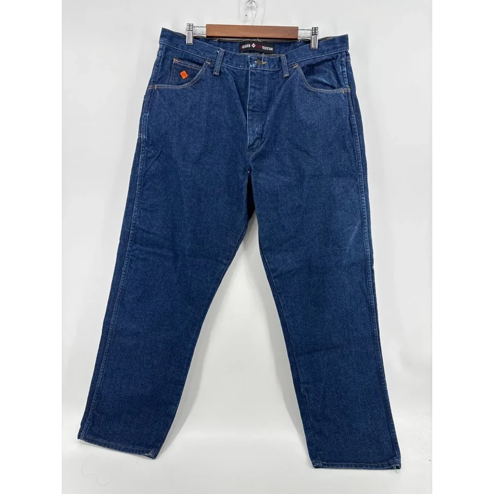 Wrangler FR Jeans Mens Blue Flame Resistant Relaxed Fit Workwear 38x32 NWOT